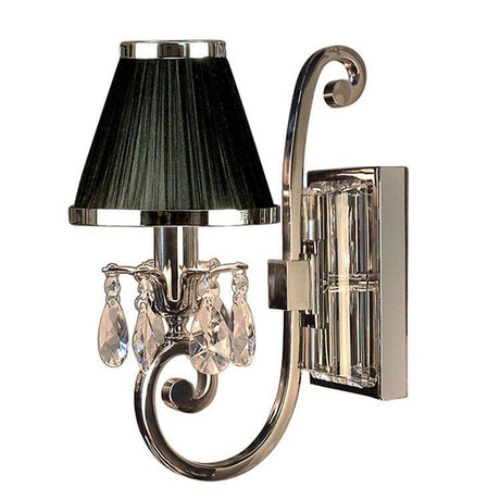 Oksana Nickel Single Wall Light & Black Shade - Comet Lighting
