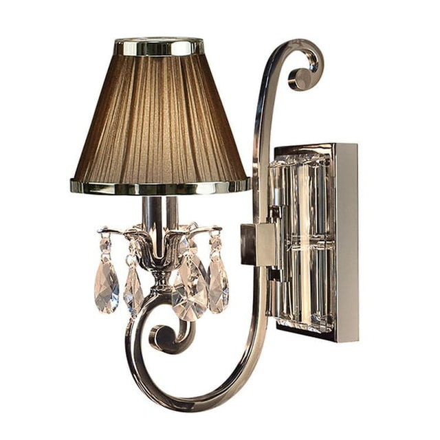 Oksana Nickel Single Wall Light & Chocolate Shade - Comet Lighting