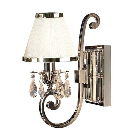 Oksana Nickel Single Wall Light & White Shade - Comet Lighting