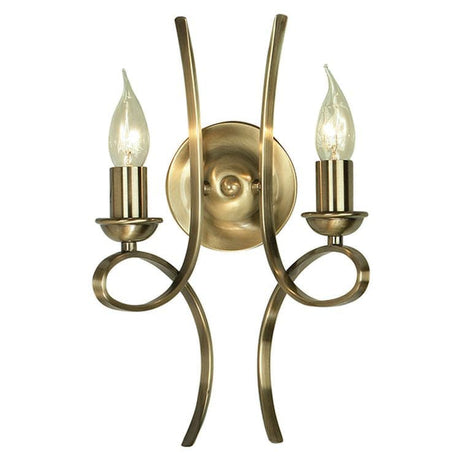 Penn Brushed Brass Twin Wall Light - Comet Lighting