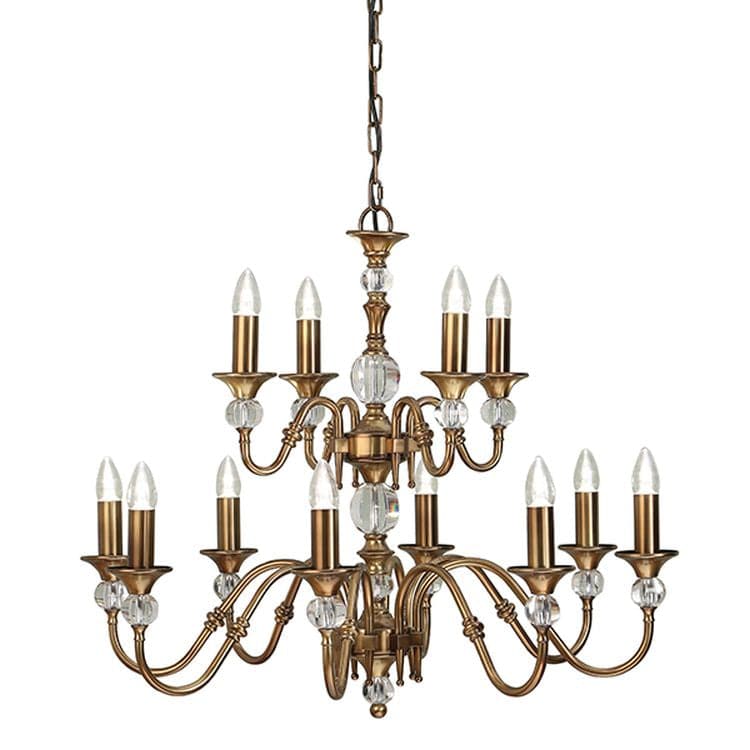 Polina Antique Brass 12-Light Pendant Ceiling Light - Comet Lighting