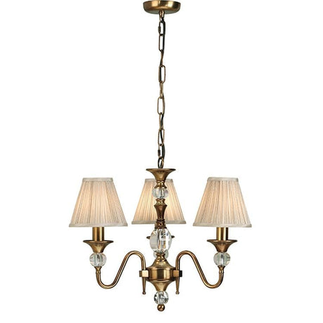 Polina Antique Brass 3-Light Pendant & Beige Shades - Comet Lighting