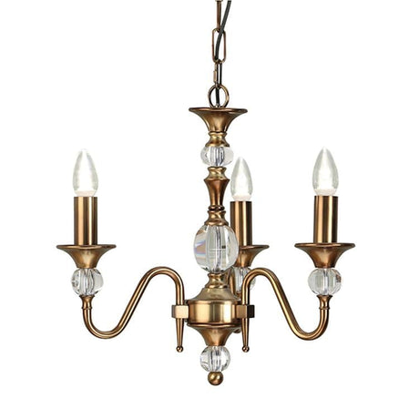 Polina Antique Brass 3-Light Pendant Ceiling Light - Comet Lighting