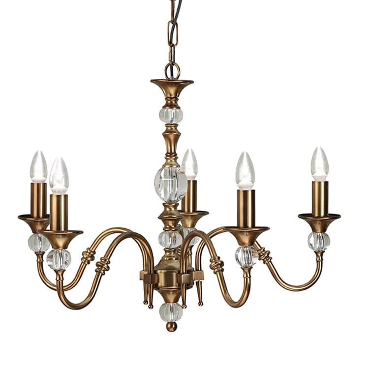 Polina Antique Brass 5-Light Pendant Ceiling Light - Comet Lighting