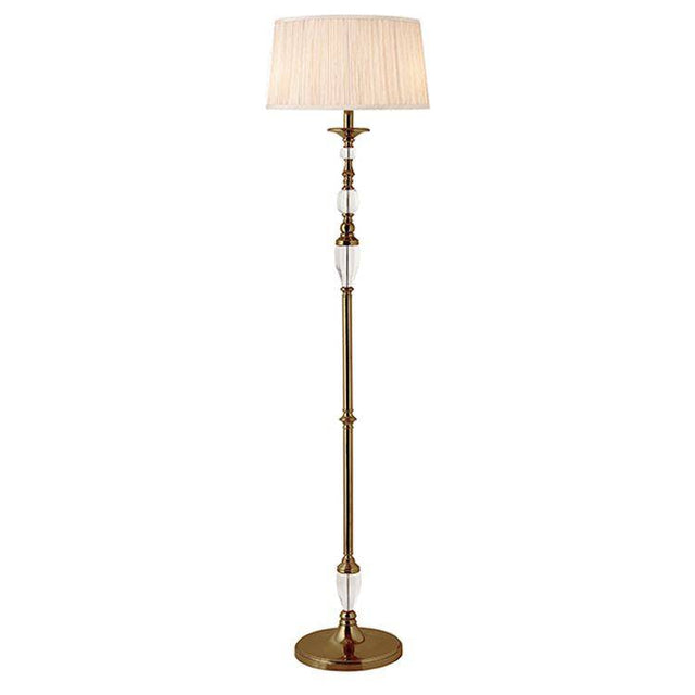 Polina Antique Brass Floor Lamp & Beige Shade - Comet Lighting