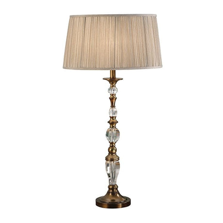 Polina Antique Brass Large Table Lamp & Beige Shade - Comet Lighting