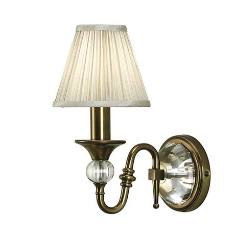 Polina Antique Brass Single Wall Light & Beige Shade - Comet Lighting