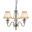 Polina Nickel 3-Light Pendant & Beige Shades - Comet Lighting