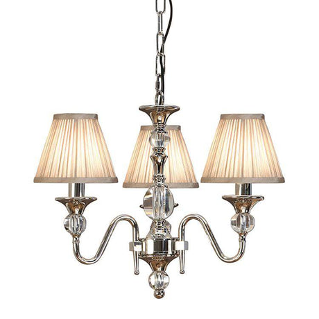 Polina Nickel 3-Light Pendant & Beige Shades - Comet Lighting