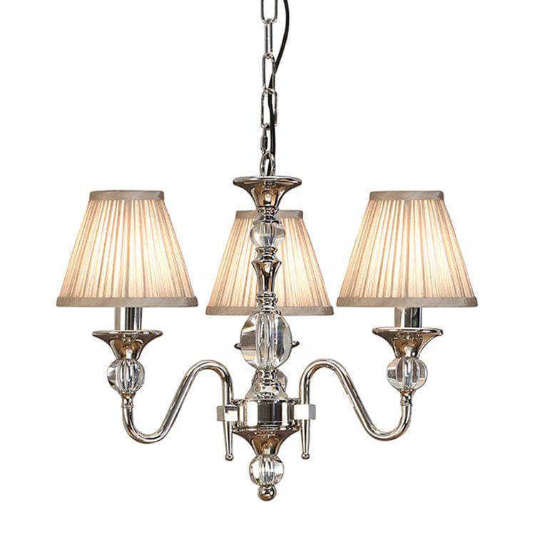 Polina Nickel 3-Light Pendant & Beige Shades - Comet Lighting