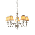 Polina Nickel 5-Light Pendant & Beige Shades - Comet Lighting