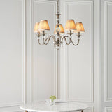 Polina Nickel 5-Light Pendant & Beige Shades - Comet Lighting