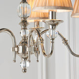 Polina Nickel 5-Light Pendant & Beige Shades - Comet Lighting