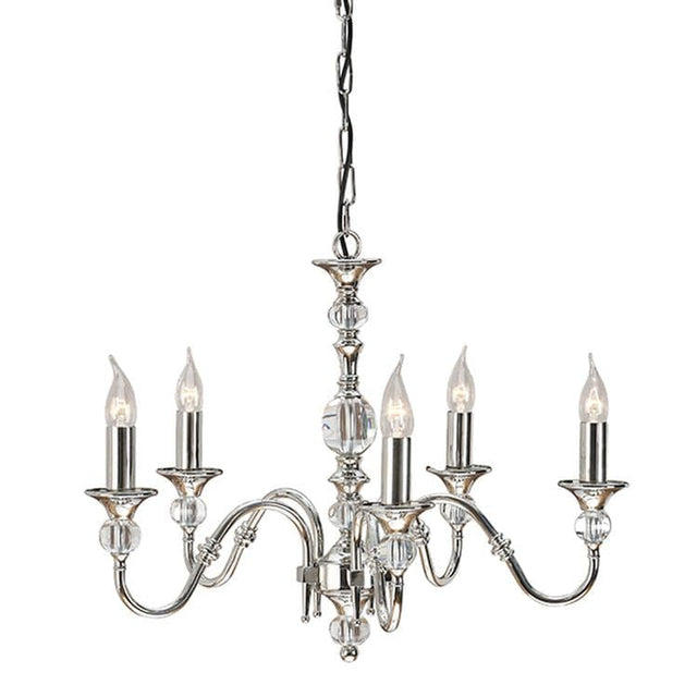 Polina Nickel 5-Light Pendant Ceiling Light - Comet Lighting