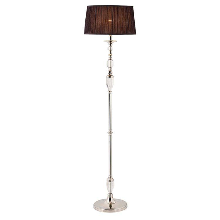 Polina Nickel Floor Lamp & Black Shade 60W - Comet Lighting