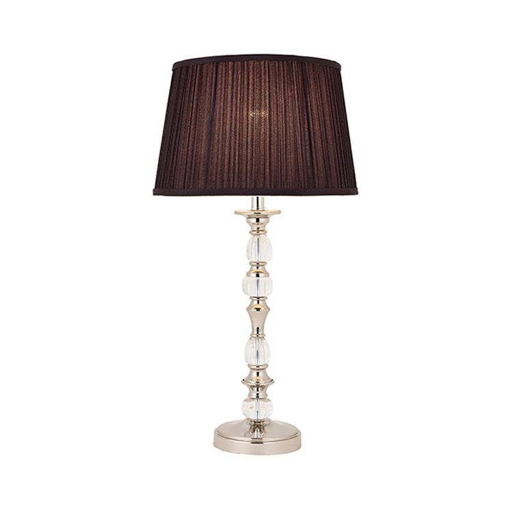 Polina Nickel Medium Table Lamp & Black Shade - Comet Lighting