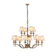 Stanford Antique Brass 12-Light Pendant & Beige Shades - Comet Lighting