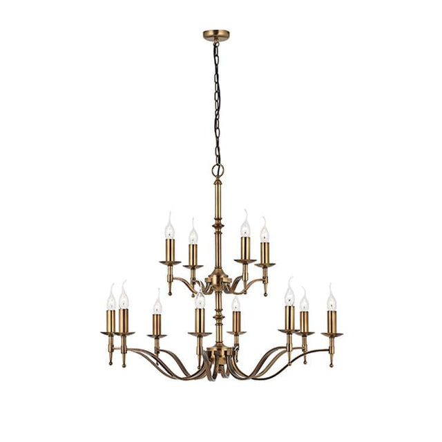 Stanford Antique Brass 12-Light Pendant Ceiling Light - Comet Lighting