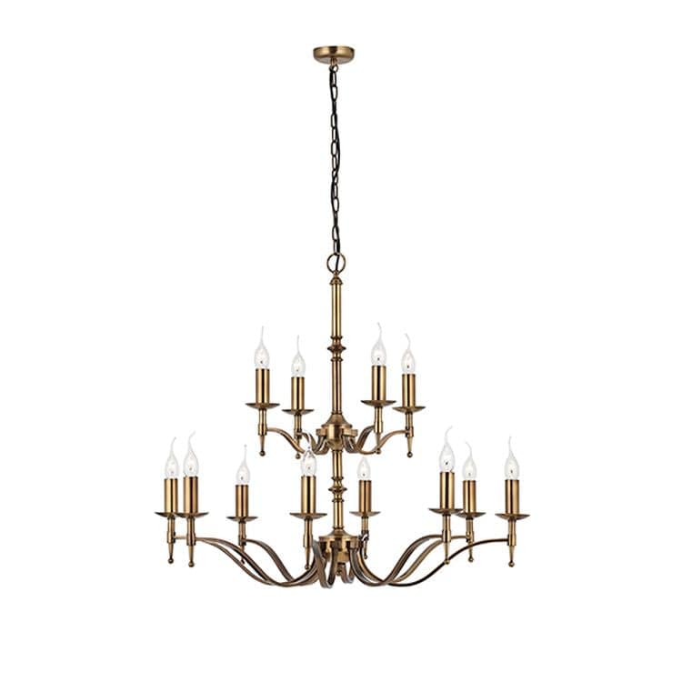 Stanford Antique Brass 12-Light Pendant Ceiling Light - Comet Lighting