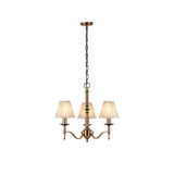 Stanford Antique Brass 3-Light Pendant & Beige Shades - Comet Lighting