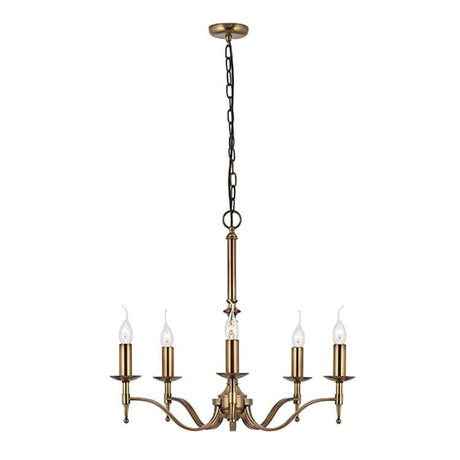 Stanford Antique Brass 5-Light Pendant Ceiling Light - Comet Lighting