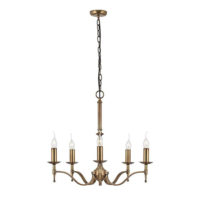 Stanford Antique Brass 5-Light Pendant Ceiling Light - Comet Lighting