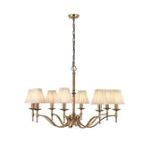 Stanford Antique Brass 8-Light Pendant & Beige Shades - Comet Lighting