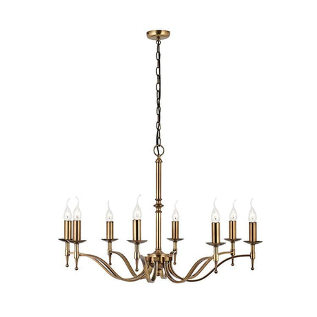 Stanford Antique Brass 8-Light Pendant Ceiling Light - Comet Lighting