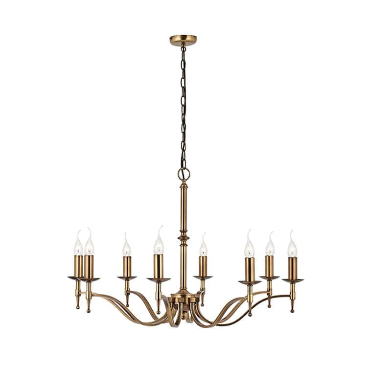 Stanford Antique Brass 8-Light Pendant Ceiling Light - Comet Lighting