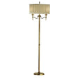 Stanford Antique Brass Floor Lamp & Beige Shade - Comet Lighting