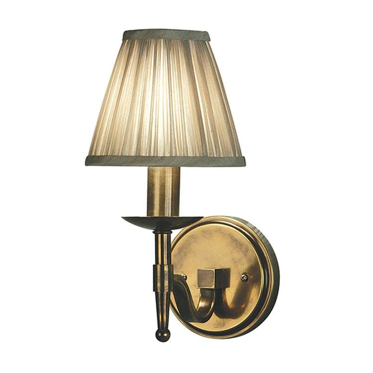 Stanford Antique Brass Single Wall Light & Beige Shade - Comet Lighting