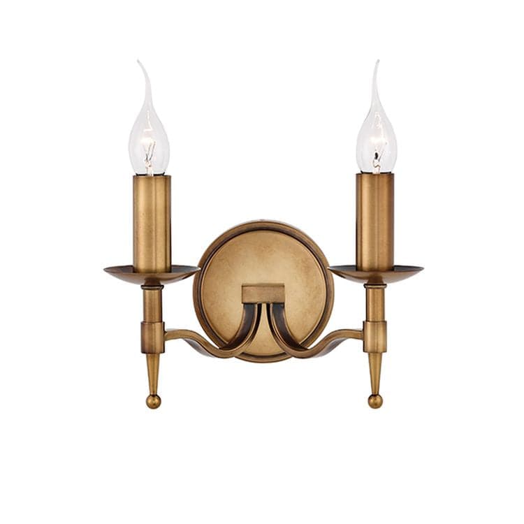 Stanford Antique Brass Twin Wall Light - Comet Lighting