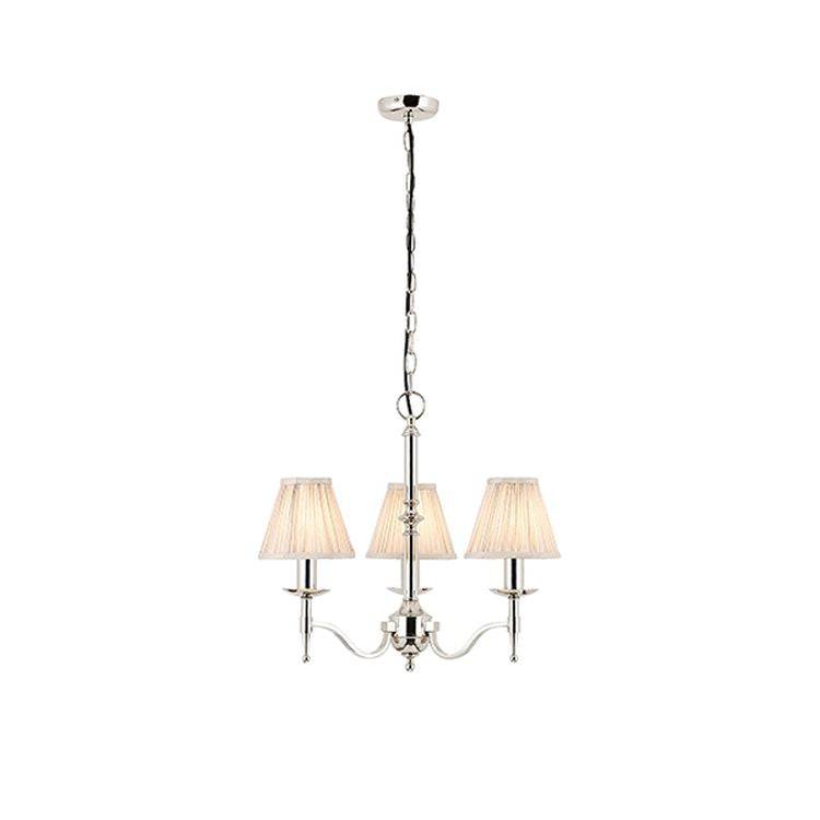 Stanford Nickel 3-Light Pendant & Beige Shades - Comet Lighting