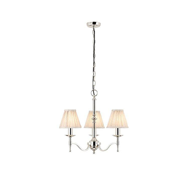 Stanford Nickel 3-Light Pendant & Beige Shades - Comet Lighting