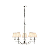 Stanford Nickel 5-Light Pendant & Beige Shades - Comet Lighting