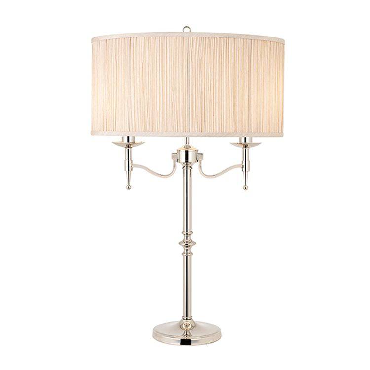 Stanford Nickel Table Lamp & Beige Shade - Comet Lighting