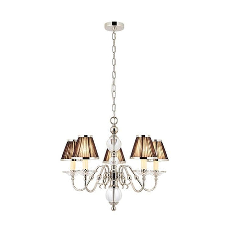 Tilburg Nickel 5-Light Pendant & Black Shades - Comet Lighting