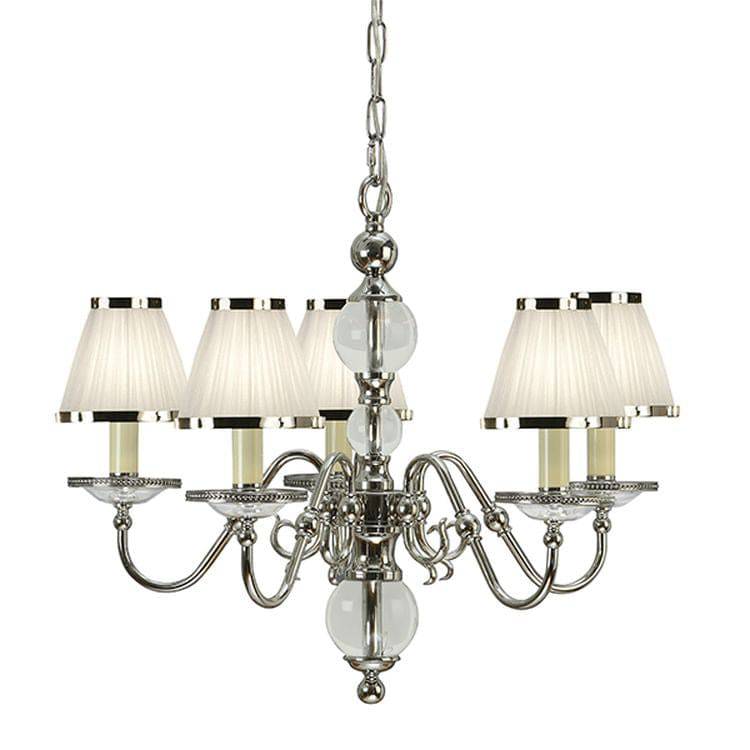 Tilburg Nickel 5-Light Pendant & White Shades - Comet Lighting