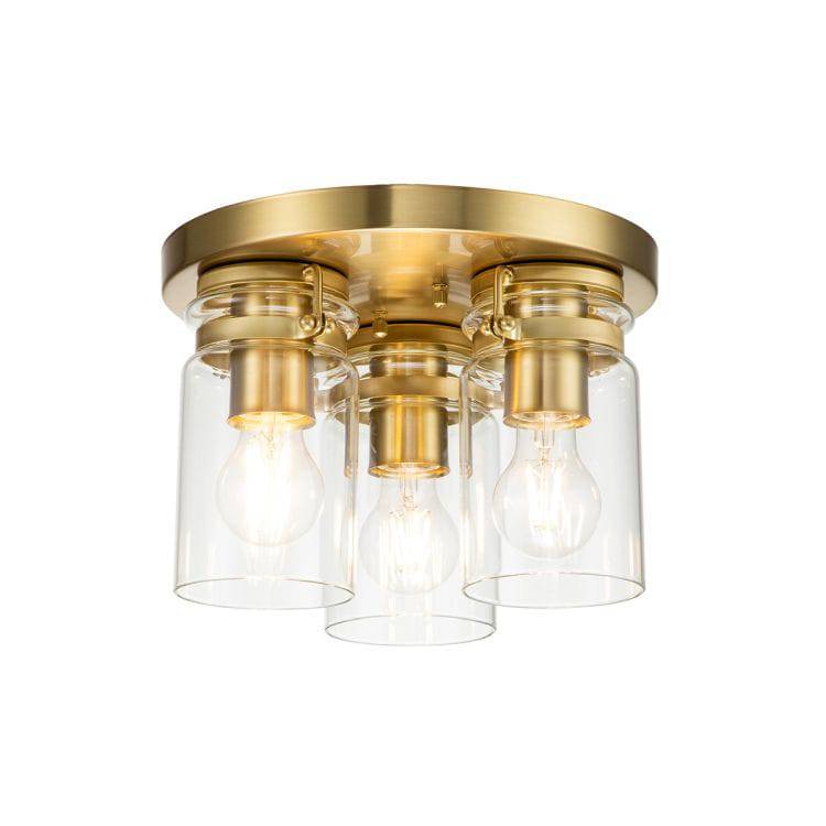 Brinley 3 Light Flush Mount Brushed Brass - Comet Lighting