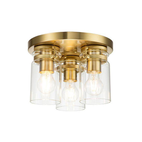 Brinley 3 Light Flush Mount Brushed Brass - Comet Lighting