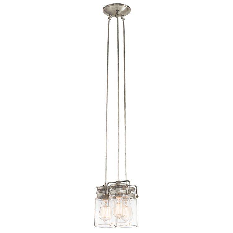 Brinley 3-Light Pendant Ceiling Light - Brushed Nickel - Comet Lighting