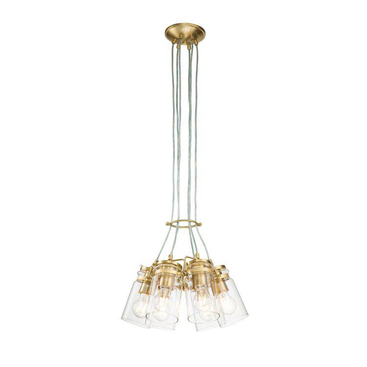 Brinley 6 Light Pendant Brushed Brass - Comet Lighting