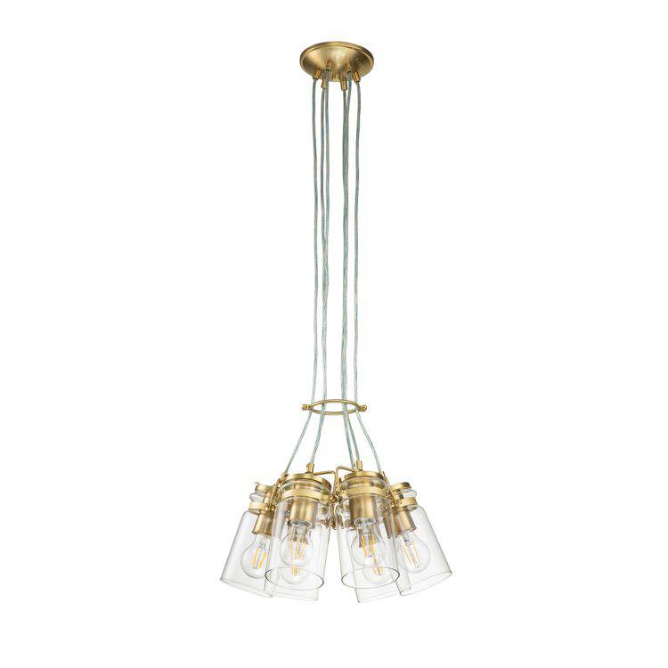 Brinley 6 Light Pendant Brushed Brass - Comet Lighting