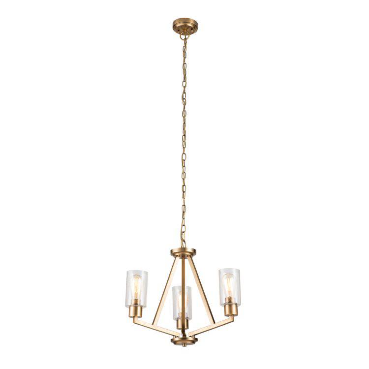 Deryn 3 Light Chandelier Natural Brass - Comet Lighting