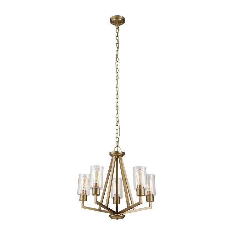 Deryn 5 Light Chandelier Natural Brass - Comet Lighting