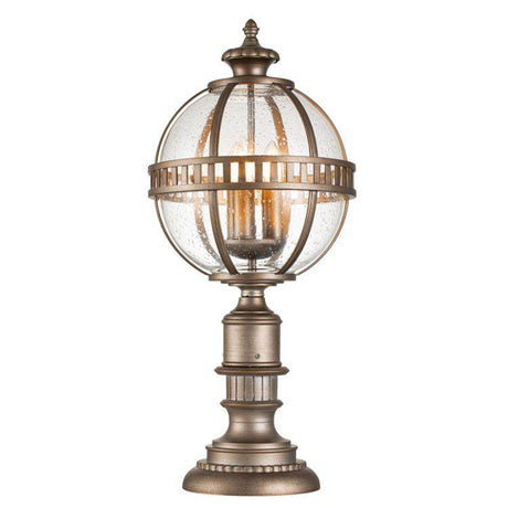 Halleron 3 Light Pedestal Lantern Burnished Bronze - Comet Lighting