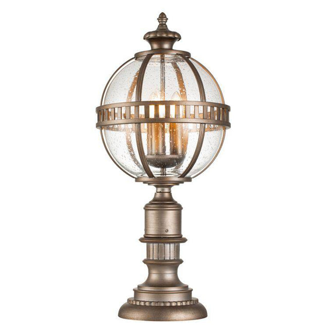 Halleron 3 Light Pedestal Lantern Burnished Bronze - Comet Lighting