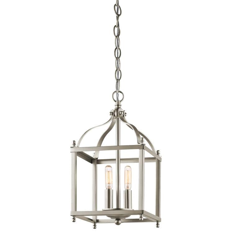 Larkin 2-Light Small Pendant Ceiling Light - Brushed Nickel - Comet Lighting