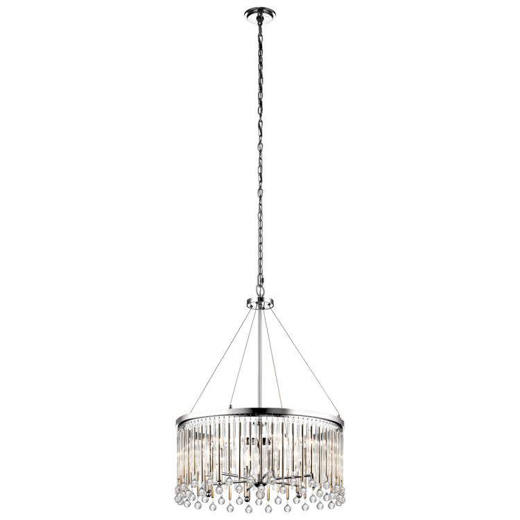 Piper 6 Light Chandelier/ Pendant Polished Chrome - Comet Lighting