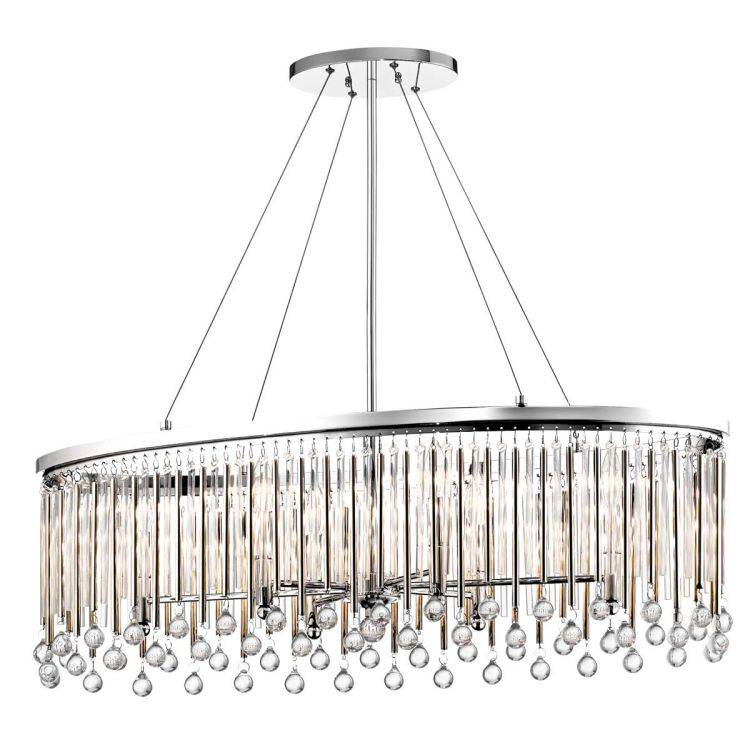 Piper 6 Light Oval Chandelier/ Pendant Polished Chrome - Comet Lighting